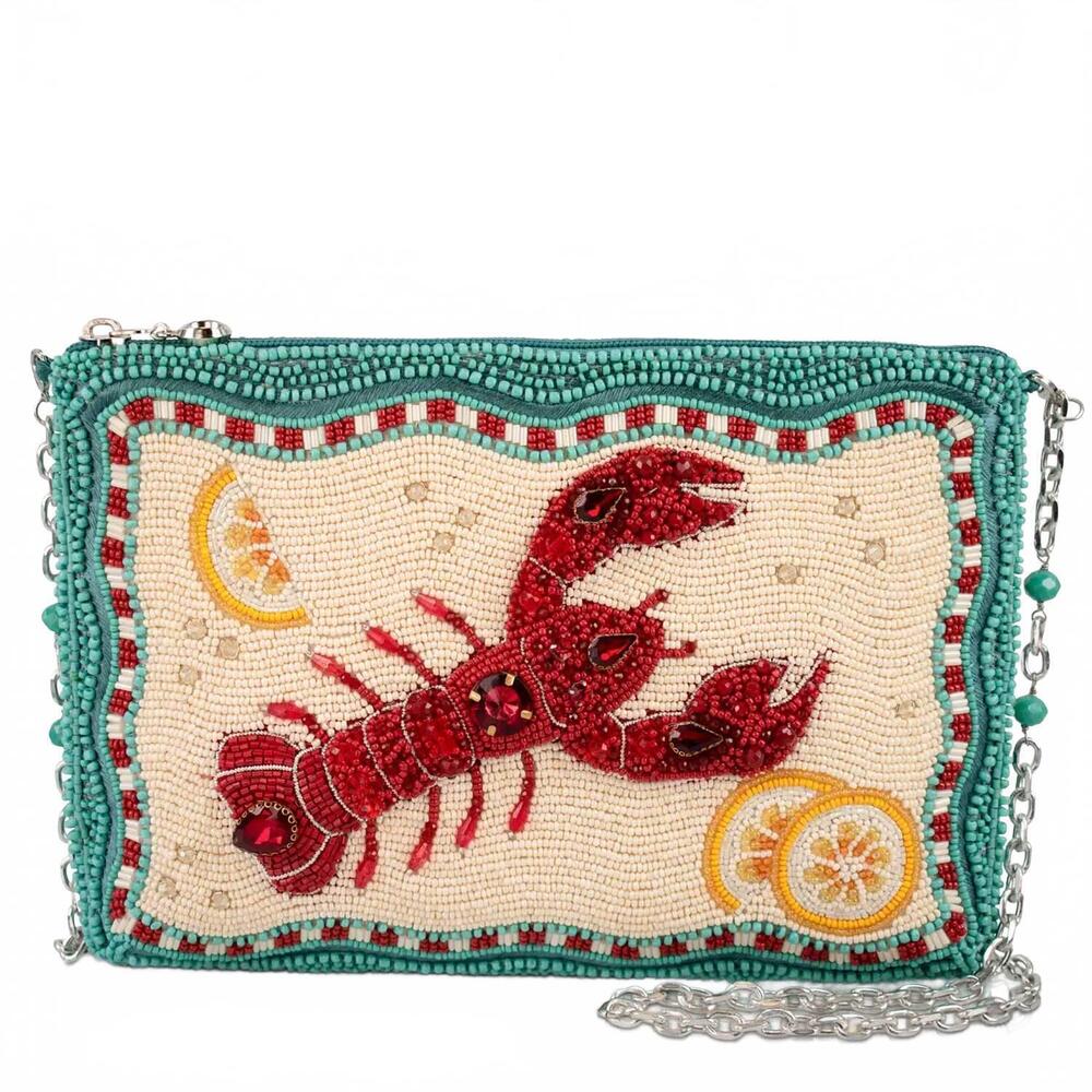 NEW MARY FRANCES women's crack me up crossbody handbag in lobster